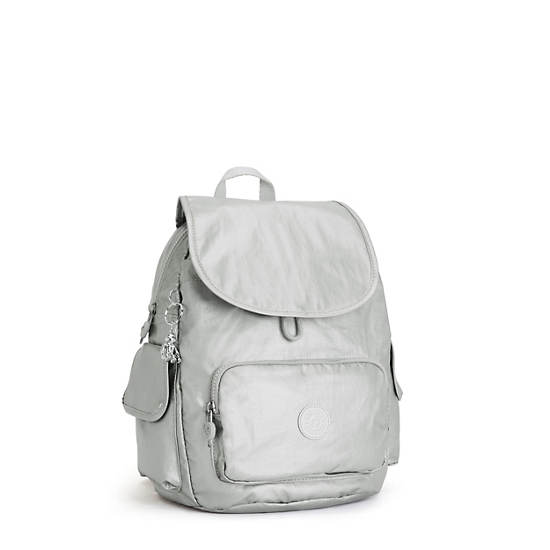 Kipling City Pack Small Metallic Rugzak Zilver | BE 1514KO